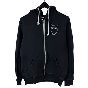 Mens Knowledge Cotton Apparel Owl Logo Organic Full Zip Hoodie Size S
